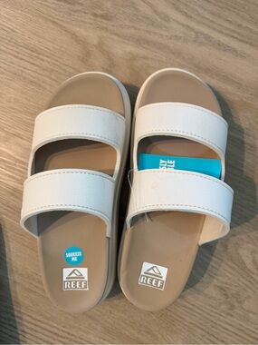 Reef Kids White Double-Strap Slide Sandals